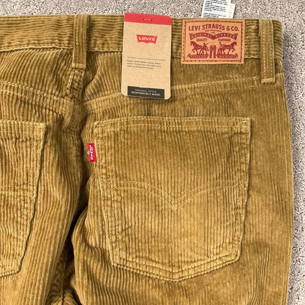 Levi's 502 Corduroy Pants Men 32W 30L Tan‎ Straight Leg Irregular Jeans NWT